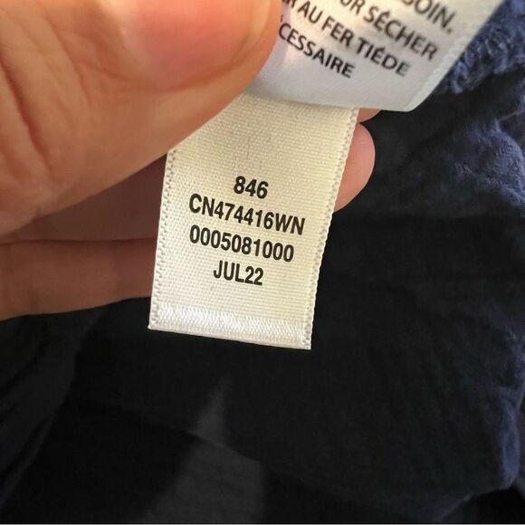 CASLON Women's Tie Waist Maxi Skirt Faux Wrap in Navy Cotton Gauze Size 1X - Picture 12 of 15